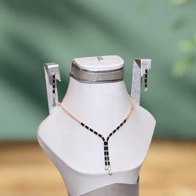 Funky Crystal Necklace Set – Black Resin Polished Wedding & Party Jewelry