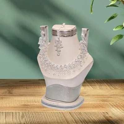 Auraline Funky Zircon Crystal Bridal Set – Silver Stainless Steel Wedding Jewelry