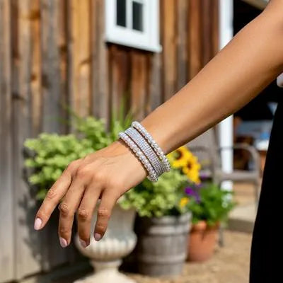 Funky Silver Plated Crystal Kara Bangle